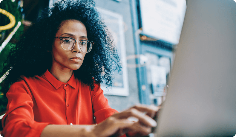 Woman working on laptop