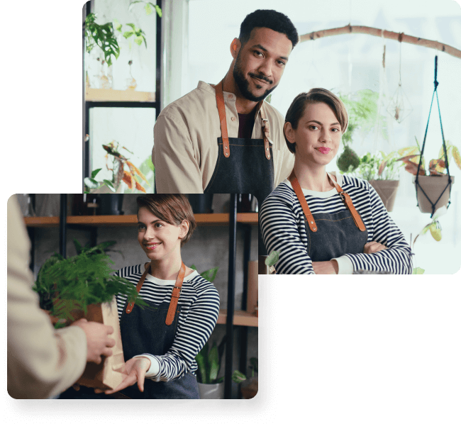 Business owners - female and male in a cafe